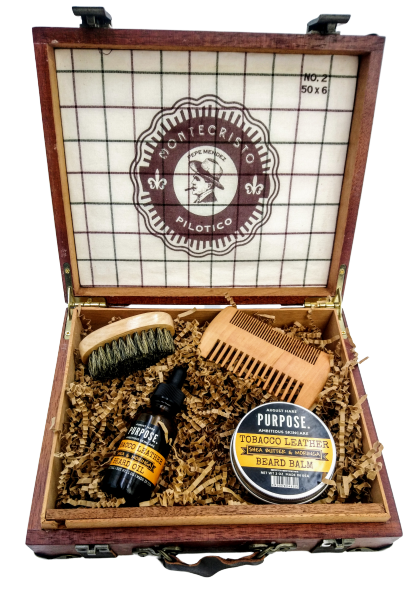 AUGUST HARE TOBACCO LEATHER CIGAR BOX GIFT SET